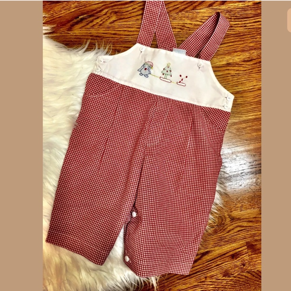 Will'beth Christmas Longalls Embroidered Red  9 M